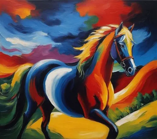 colorful horse,painted horse,caballo,cheval,chevaux,pegasys,frison,fire horse,unicorn art,equine,oil painting on canvas,caballos,khokhloma painting,laughing horse,skyhorse,oil on canvas,lusitano,horse,equus,oil painting,Art,Artistic Painting,Artistic Painting 37