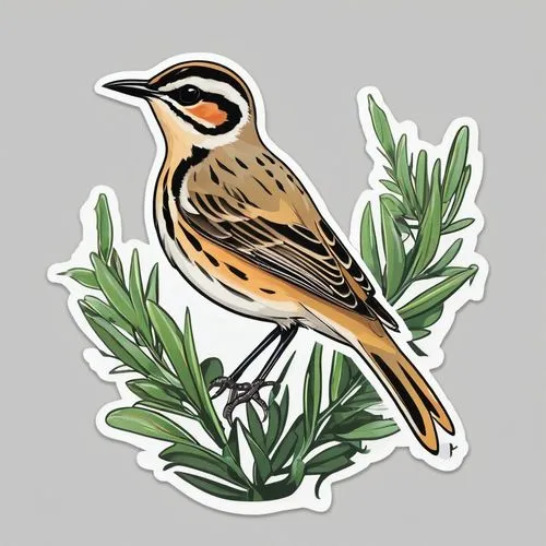 meadowlarks,woodlark,meadowlark,palm warbler,dotterels,longspur,cisticola,skylark,bird illustration,common firecrest,stonechat,accentor,bobolink,emberiza,skylarks,wheatear,yellow-throated bunting,firecrest,cisticolas,thornbills,Unique,Design,Sticker