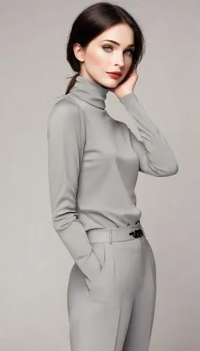 a woman posing for a po with her hand on her face,catsuit,pantsuits,jodhpurs,unitard,dita,turtlenecks,maxmara,pantsuit,derivable,turtleneck,fashion vector,gradient mesh,oreiro,female model,3d model,ta