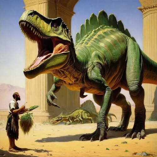 landmannahellir,iguanidae,cynorhodon,paleontology,dino,tyrannosaurus,dinosaruio,prehistoric,dinosaurs,palaeontology,saurian,dinosaur,crocodile woman,primeval times,tyrannosaurus rex,giant lizard,scale lizards,trex,aucasaurus,reptilians,Art,Classical Oil Painting,Classical Oil Painting 42