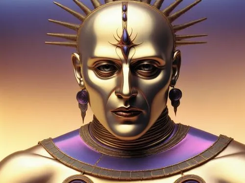 a computer generated image of an intricately designed headpiece,akhnaten,osirian,bibleman,sotha,abhimanyu,adityawarman,Illustration,Realistic Fantasy,Realistic Fantasy 33