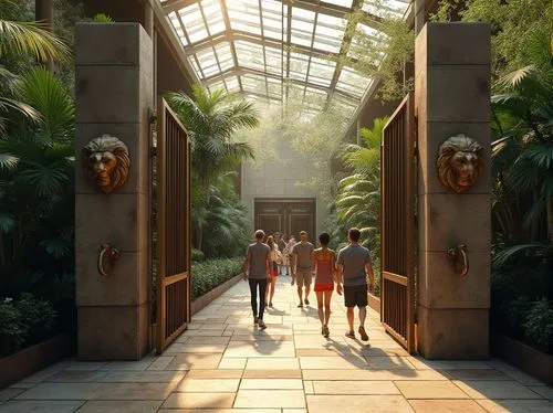 atriums,philodendrons,walkway,tunnel of plants,tropical jungle,wintergarden,winter garden,glyptotek,herbology,garden of plants,entranceways,biopiracy,gondwanaland,conservatory,fernery,titanum,tropical forest,garden by the bay,botanicus,jungle,Photography,General,Realistic