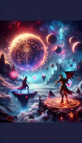 starscape,space art,violinist violinist of the moon,fantasy picture,celestial event,astral traveler,cassiopeia,3d fantasy,cg artwork,celestial bodies,moon and star background,game illustration,odyssey