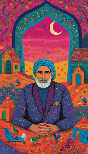 persian poet,persian,iranian nowruz,kundalini,zoroastrian novruz,iranian,khamsa,tehran,ibn tulun,guru,sikh,rabbi,psychedelic art,prophet,middle eastern monk,rangoli,khokhloma painting,khazne al-firaun,dahl,turban,Conceptual Art,Oil color,Oil Color 14