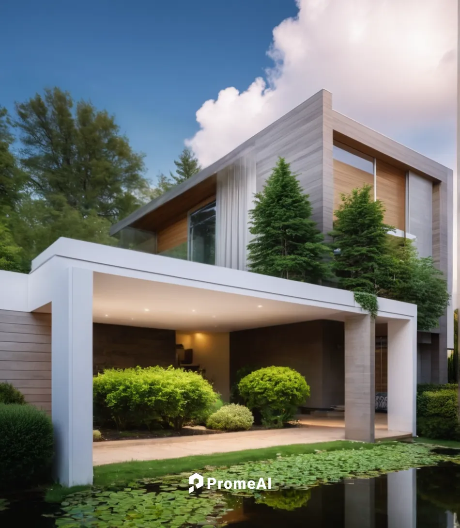 รั้วโปร่งสีขาว,สวนสวย,บ่อน้ำ,modern house,mid century house,3d rendering,landscape designers sydney,landscape design sydney,modern architecture,luxury property,residential house,luxury home,smart home