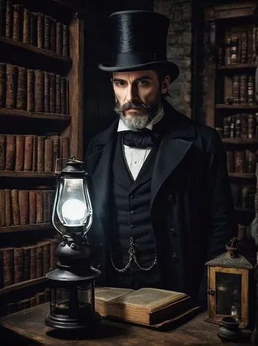 Victorian era, Gothic atmosphere, dark alleys, foggy London streets, mysterious laboratory, Henry Jekyll, middle-aged man, tall, slender build, pale skin, intense eyes, black hair, well-groomed beard,