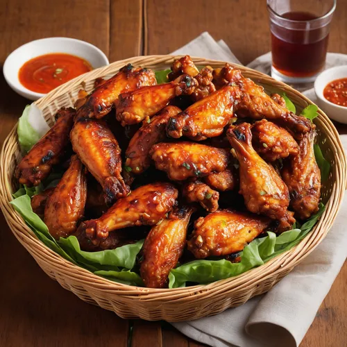 Set a spicy ambiance with a basket of sizzling chicken wings.,chicken wings,barbecue chicken,chicken barbecue,chinese chicken salad,fried chicken wings,buffalo wing,wing ozone 5 rush,wingko,wings,suya