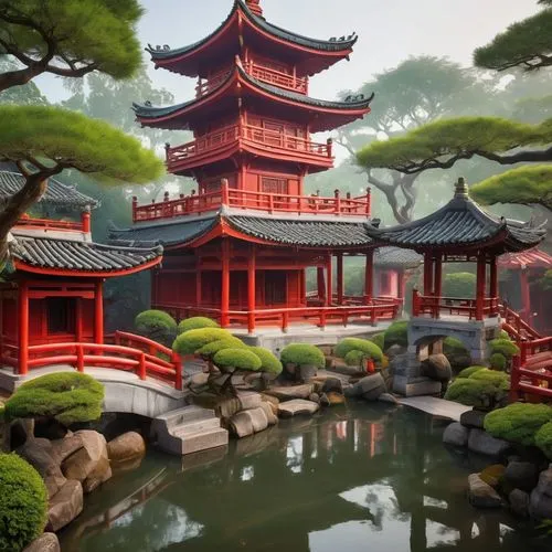 asian architecture,japanese garden,japan garden,japanese zen garden,zen garden,tianxia,koi pond,oriental,world digital painting,qingcheng,japanese garden ornament,japanese shrine,jinchuan,teahouses,japan landscape,sake gardens,sanshui,shuozhou,teahouse,dojo,Art,Artistic Painting,Artistic Painting 45