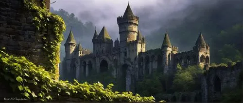 hogwarts,diagon,triwizard,mugglenet,wizarding,spires,tirith,gondolin,narnians,lourdes,nargothrond,beleriand,fairytale castle,castle of the corvin,castles,carcassone,pottermania,rivendell,forteresse,castlelike,Conceptual Art,Oil color,Oil Color 09