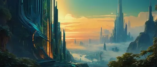 futuristic landscape,fantasy landscape,citadels,coruscant,ancient city,fantasy city,homeworld,homeworlds,skylands,cityscape,tirith,macroscale,alien world,spires,varsavsky,sundering,fantasy picture,alien planet,gliese,barrayaran,Conceptual Art,Fantasy,Fantasy 05