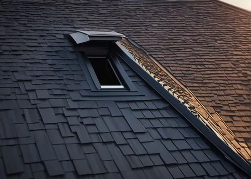 Roof, architectural shingles, modern house, luxurious villa, steep slope, irregular shape, dark grey color, textured surface, overlapping layers, wooden beam, metal frame, chimney, skylight, dramatic 