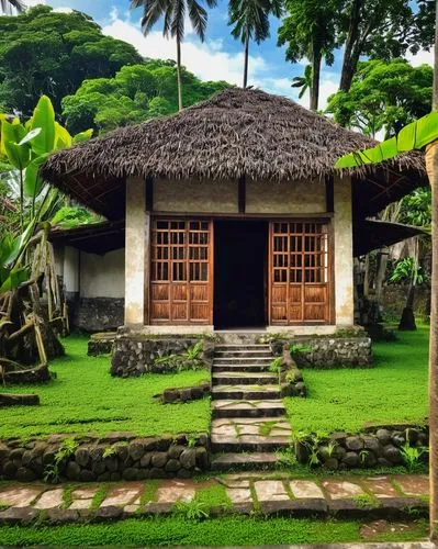 Traditional Philippine architecture, Bahay na Bato, stone walls, wooden windows, clay roof tiles, ornate carvings, Intramuros, Vigan, Filipino culture, warm lighting, afternoon sun, nostalgic atmosphe