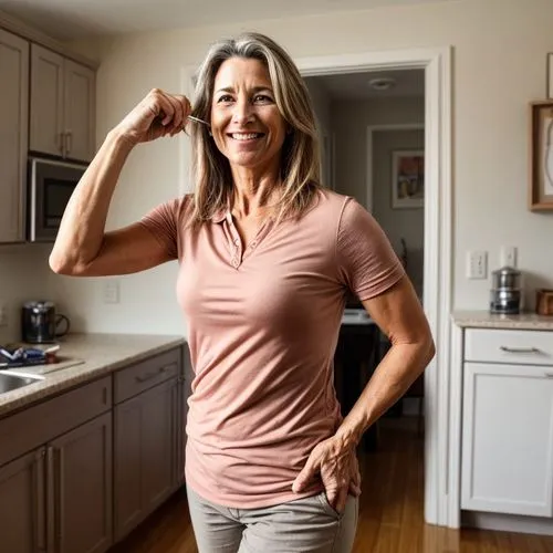 a picture of a woman from the USA. She is in her early 50s. She is a republican. She is consuming joint pain relief capsules
,a woman standing on a wooden floor holding onto a toothbrush,gilf,muscle w