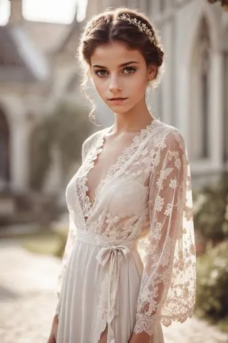 bridal clothing,bridal dress,wedding dresses,wedding dress,girl in a long dress,victorian lady,romantic look,bridal,vintage dress,girl in white dress,wedding gown,girl in a historic way,romantic portrait,jane austen,vintage angel,enchanting,doll dress,princess sofia,bridal jewelry,quinceañera,Photography,Natural