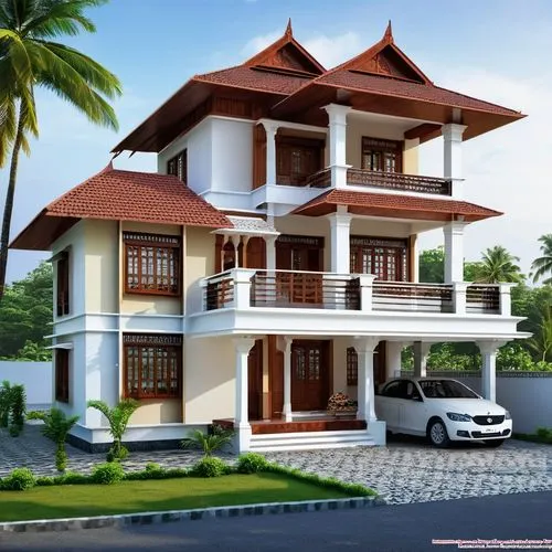 holiday villa,residential house,3d rendering,floorplan home,private house,modern house,two story house,traditional house,beautiful home,residence,house front,exterior decoration,wooden house,paravur,varkala,home house,house floorplan,small house,tropical house,calicut,Photography,General,Realistic