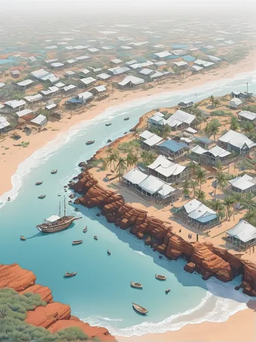 floating huts,cape verde island,durman,dahab island,khobar,coastal protection,fishing village,khartoum,madinat,seaside resort,artificial islands,united arab emirates,abu-dhabi,gambia,senegal,oman,sudan,floating islands,aqaba,libya,Unique,3D,Isometric