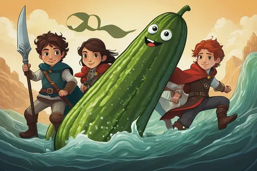 zucchini,game illustration,cucumber,action-adventure game,android game,celery tuber,cucumbers,game art,arrowroot family,tubers,courgette,sea scouts,pickled cucumbers,mobile game,frozen vegetables,horn cucumber,adventure game,gondola,armenian cucumber,swords,Illustration,Abstract Fantasy,Abstract Fantasy 02