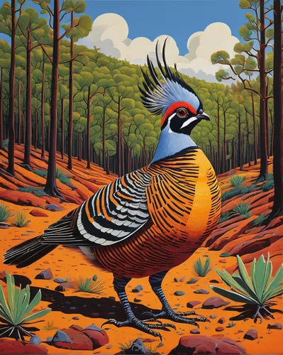 Compose a poem about the majestic spinifex pigeon in a lively and vibrant forest.,spinifex pigeon,pheasant,ring necked pheasant,australian bird,ring-necked pheasant,golden pheasant,woodpecker bird,chu