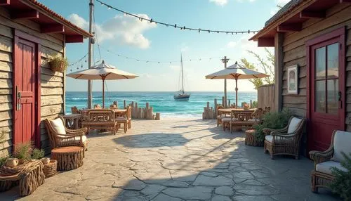 curacao,boatyard,beach restaurant,mykonos,beach bar,dockside,cayard,greek islands,formentera,cyclades,taverna,greek island,seaside country,dodecanese,crete,coffee bay,lakonos,rockport,xandros,caye caulker,Photography,General,Realistic