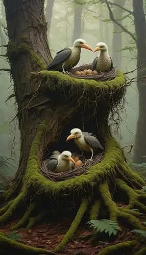 mushroom landscape,mandarin ducks,birds on a branch,polypore,wild ducks,birds on branch,white storks,perched birds,bald eagles,forest mushrooms,woodland animals,bird kingdom,nesting place,forest animals,bird bird kingdom,tree mushroom,mushroom island,nesting,bird painting,nest,Conceptual Art,Daily,Daily 30