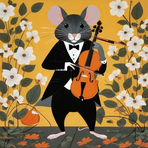 musical rodent,symphony orchestra,conductor,orchesta,philharmonic orchestra,orchestra,concertmaster,mozartkugel,violin player,musician,violinist,violist,mozartkugeln,year of the rat,composer,ratatouille,serenade,violinist violinist,lab mouse icon,classical music,Illustration,Vector,Vector 13