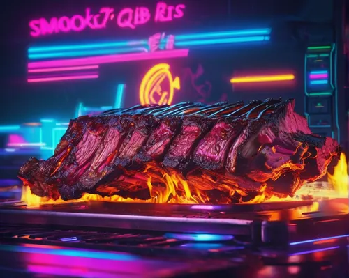 pork barbecue,barbeque,barbeque grill,bbq,beef grilled,ribs,grilled food,smoked beef,carnivorous,galbi,pig roast,barbecue,neon sign,filipino barbecue,barbecued pork ribs,ribs side,beef ribs,meat analogue,rib,grilled,Conceptual Art,Sci-Fi,Sci-Fi 27