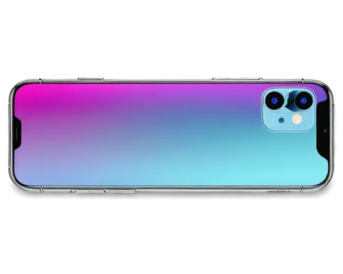 HD iPhone 11, sleek design, silver frame, glossy screen, 3D curved edges, colorful abstract background, futuristic pattern, gradient effect, vibrant colors, soft focus, shallow depth of field, panoram