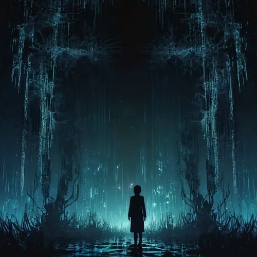 blue rain,beautiful wallpaper,rainfall,depths,bioluminescent,patronus,oxenhorn,oscura,blue cave,underworld,abyss,beneath,monowai,nacht,downpour,lagoon,background screen,digital,alfheim,falls,Illustration,Realistic Fantasy,Realistic Fantasy 02