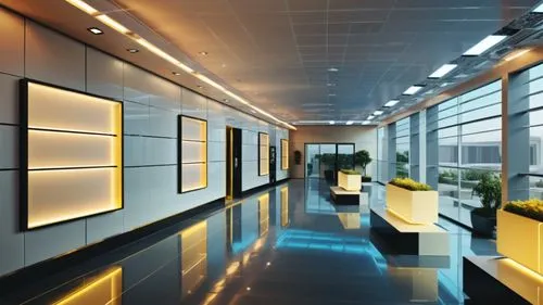 the empty lobby has lots of windows, plants and potted plants,blur office background,modern office,contemporary decor,conference room,interior decoration,search interior solutions,Photography,General,