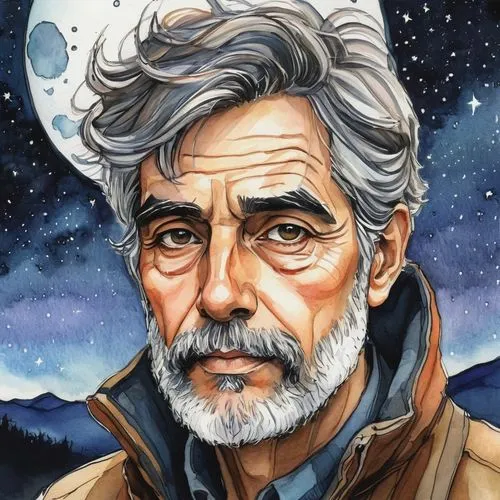 george lucas,astronomer,sci fiction illustration,persian poet,john day,silver fox,luke skywalker,cg artwork,galilean moons,bodhi,wolfman,emperor of space,fantasy portrait,berger picard,solo,astronomers,fridays for future,vincent van gough,astronomy,herfstanemoon,Illustration,Realistic Fantasy,Realistic Fantasy 23