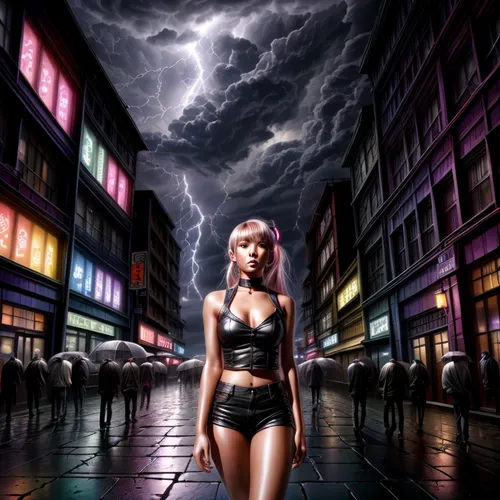 world digital painting,photo manipulation,photomanipulation,photoshop manipulation,storm,lightning storm,digital compositing,lightning,thunderstorm,agent provocateur,fantasy picture,fantasy art,sci fiction illustration,storm ray,image manipulation,stormy,femme fatale,lightening,cyberpunk,apocalyptic
