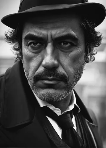 sherlock holmes,deadwood,tyrion lannister,holmes,godfather,sherlock,the doctor,leonardo,mafia,film noir,digital painting,negroni,cholado,italian painter,lokportrait,detective,vector art,banker,man portraits,moody portrait,Photography,Black and white photography,Black and White Photography 04