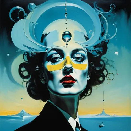 transistor,dali,emshwiller,el salvador dali,cerati,art deco woman,promethea,leota,tretchikoff,sloviter,attendant,oceanographer,telepath,radebaugh,precognition,third eye,fornasetti,head woman,horoscope pisces,surrealists,Conceptual Art,Oil color,Oil Color 02