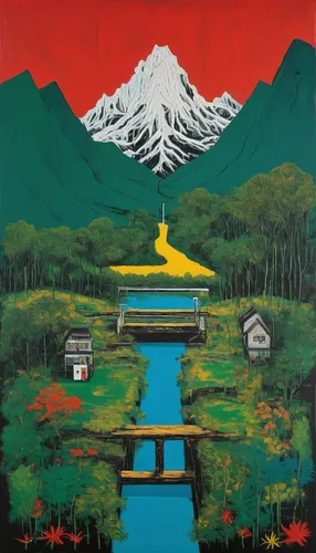 shirakami-sanchi,fujiyama,fuji,annapurna,fuji mountain,japan landscape,mount fuji,japanese mountains,lake tanuki,hokkaido,mount taranaki,khokhloma painting,japan,pachamama,kamchatka,mountain scene,yunnan,taranaki,nepal,japanese art,Art,Artistic Painting,Artistic Painting 51