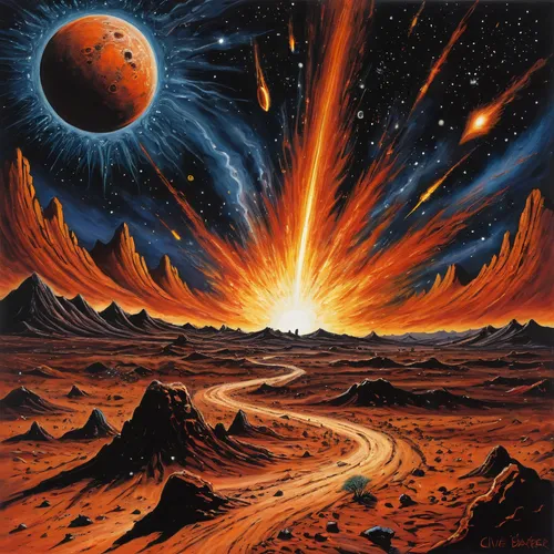 space art,solar eruption,fire planet,planetary system,astronomical,solar wind,meteor,phase of the moon,asteroid,binary system,astronomy,scene cosmic,red planet,planet eart,alien planet,lunar landscape,scorched earth,valley of the moon,exoplanet,volcanism,Illustration,Realistic Fantasy,Realistic Fantasy 33