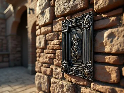 carved wall,iron door,terracotta tiles,3d render,front door,church door,doorposts,entryways,front gate,wooden door,doorpost,doorways,doorkeepers,bronze wall,letter box,theed,entranceway,wood gate,iron gate,3d rendered,Photography,General,Realistic