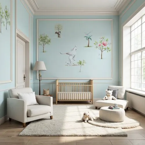 fromental,nursery decoration,gustavian,wallcovering,gournay,wallcoverings,baby room,danish room,children's bedroom,opaline,nursery,kids room,children's room,heracleum,decors,decoratifs,wallpapering,interior decoration,danish furniture,blue room