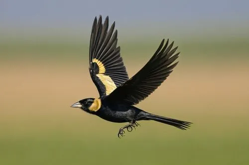 A Bobolink flying in the sky ,A Bobolink flying in the sky,bobolink,pied starling,white-winged widowbird,in flight,wagtail,bird in flight,Photography,Documentary Photography,Documentary Photography 05