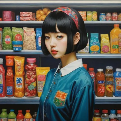 japanese doll,oriental girl,the japanese doll,suzong,girl with bread-and-butter,hanbok,jianying,moutai,japanese kawaii,sichuanese,japanese woman,attendant,yasumasa,doll kitchen,grocery,artist doll,supermarket,grocer,photorealist,painter doll,Illustration,Realistic Fantasy,Realistic Fantasy 08