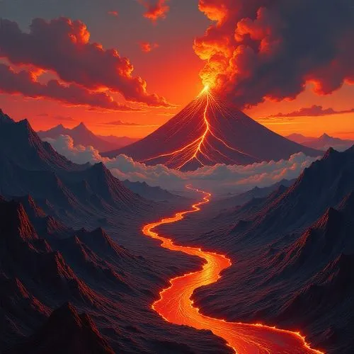 volcanic,lava,lava river,lava flow,volcanic landscape,volcanos,Conceptual Art,Fantasy,Fantasy 06