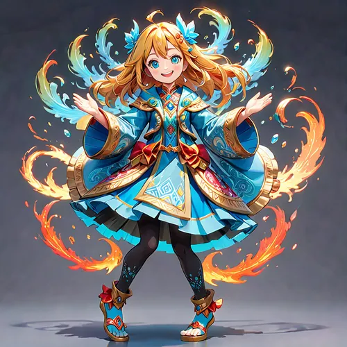 flame spirit,alibaba,fire angel,vanessa (butterfly),nami,dancing flames,fire lily,summoner,firedancer,tsumugi kotobuki k-on,fire poi,honoka,fire siren,fire artist,sword lily,winterblueher,yang,elza,fire poker flower,mage,Anime,Anime,General