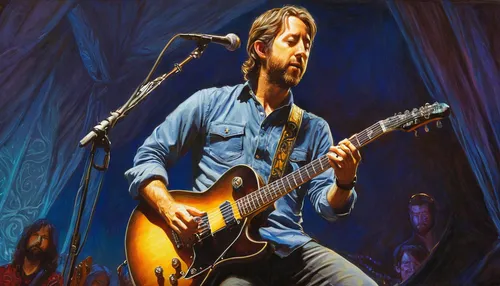 Chris Shiflett,guitar player,concert guitar,guitar solo,guitarist,keith-albee theatre,the guitar,guitar,painted guitar,slide guitar,guitar head,dire straits,playing the guitar,oil painting on canvas,j