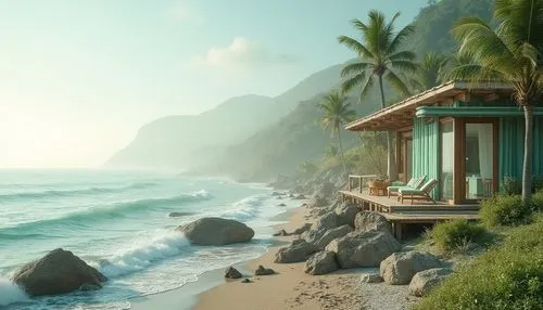 beach hut,beachfront,tropical house,oceanfront,beach house,seclude,secluded,hideaways,tropical beach,seaside view,beachhouse,house by the water,dream beach,beach landscape,amanresorts,beach resort,holiday villa,summer cottage,seclusion,ocean view,Photography,General,Realistic