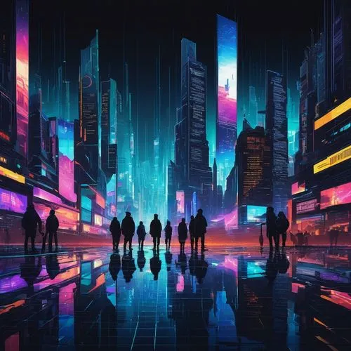 cyberpunk,futuristic,dystopian,futuristic landscape,metropolis,cityscape,neon arrows,travelers,sci-fi,sci - fi,scifi,matrix,tokyo city,ultraviolet,80's design,fantasy city,sci fiction illustration,dystopia,tokyo,neon ghosts,Art,Classical Oil Painting,Classical Oil Painting 40