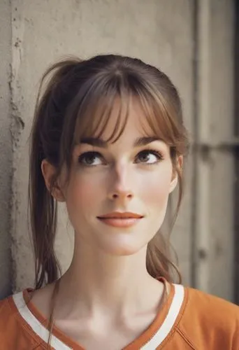 jane austen,orange,woman face,bangs,british actress,beautiful face,attractive woman,the girl's face,girl portrait,portrait background,audrey,woman's face,cute,cinnamon girl,doll's facial features,lindsey stirling,orange color,actress,young woman,portrait of a girl,Photography,Natural