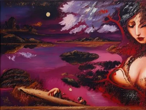 la violetta,viveros,ariadne,purple moon,rusalka,sirenia,Illustration,Abstract Fantasy,Abstract Fantasy 14