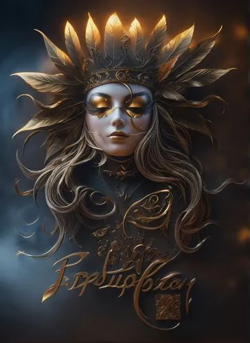 fantasy portrait,gold foil mermaid,foil and gold,gold filigree,filigree,cd cover,fractalius,firethorn,gold foil art,aurora-falter,ffp2 mask,3-fold sun,golden crown,foil,gold foil crown,fantasia,golden