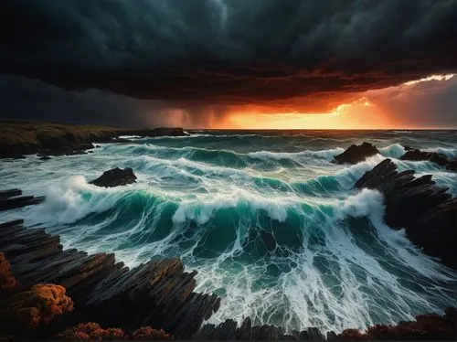 sea storm,stormy sea,tempestuous,storm surge,superstorm,nature's wrath,Illustration,Realistic Fantasy,Realistic Fantasy 29