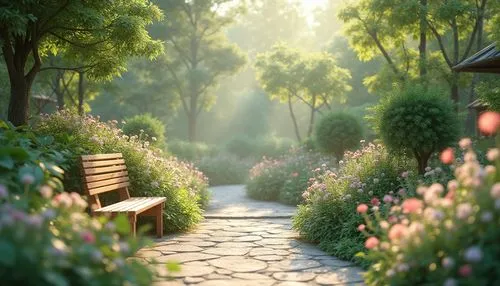 pathway,garden bench,forest path,cottage garden,wooden path,nature garden,flower garden,to the garden,walkway,tree lined path,towards the garden,spring morning,english garden,spring garden,hiking path,home landscape,green garden,japan garden,the mystical path,walk in a park,Photography,General,Realistic