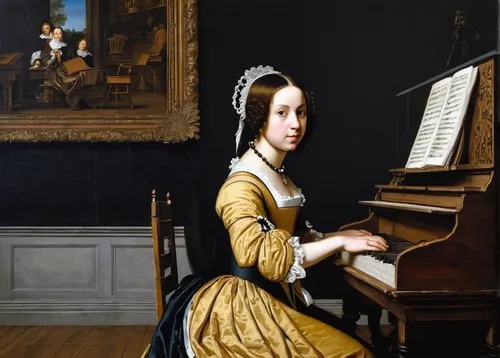 harpsichord,woman playing,clavichord,pianist,girl at the computer,fortepiano,piano lesson,piano player,concerto for piano,spinet,girl studying,portrait of a girl,pianet,the piano,woman playing violin,portrait of a woman,piano,organist,child with a book,woman eating apple,Conceptual Art,Graffiti Art,Graffiti Art 12